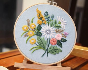 Kit de broderie pour débutant, kit de broderie de démarrage, ensemble de broderie à la main, toutes les fournitures incluses, broderie, kit de créations manuelles, cadeau de bricolage,