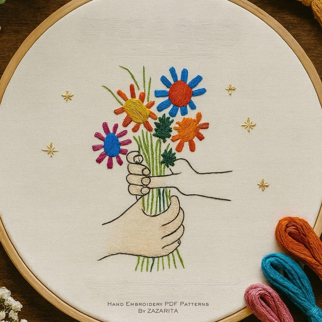 Picasso Bouquet Hand Embroidery Pattern: Modern Hoop Art (PDF Download ...