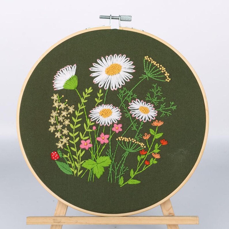 Embroidery Kit For Beginner Modern Crewel Embroidery Kit with Pattern Embroidery Hoop Plants Craft Materials Included Full DIY KIT Plants image 8