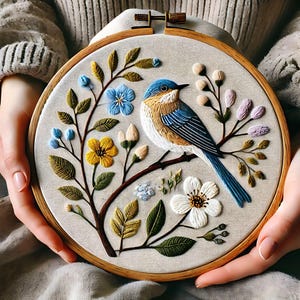 Stickrahmen-Muster mit 'Vogel' - 'Singvogel Design' (PDF-Muster)