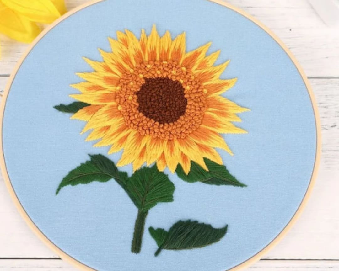 Sunflower Embroidery Kit, Floral Embroidery Patterns, Easy Embroidery ...