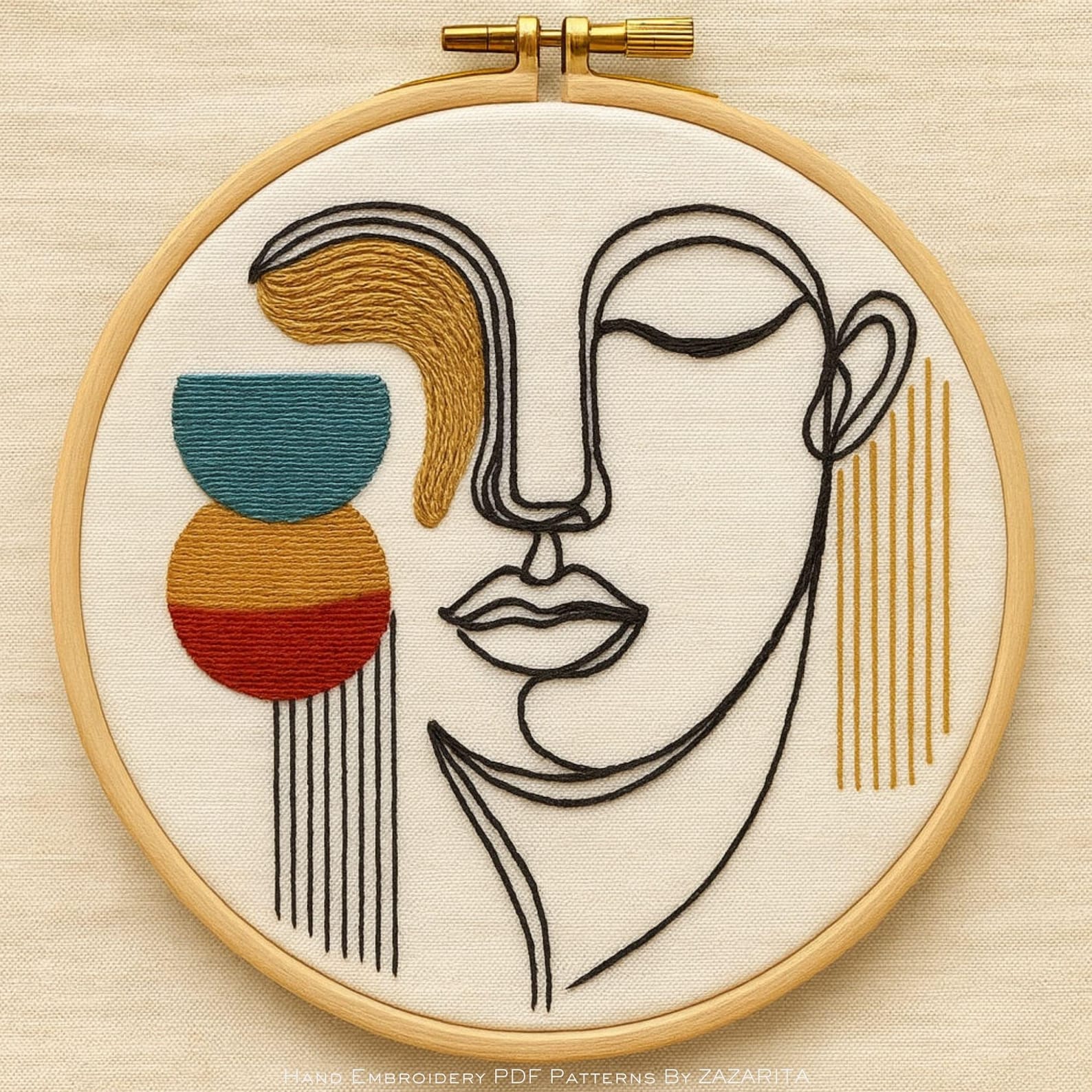 Modern Abstract Face Embroidery Pattern – PDF Download | Beginner Hand ...