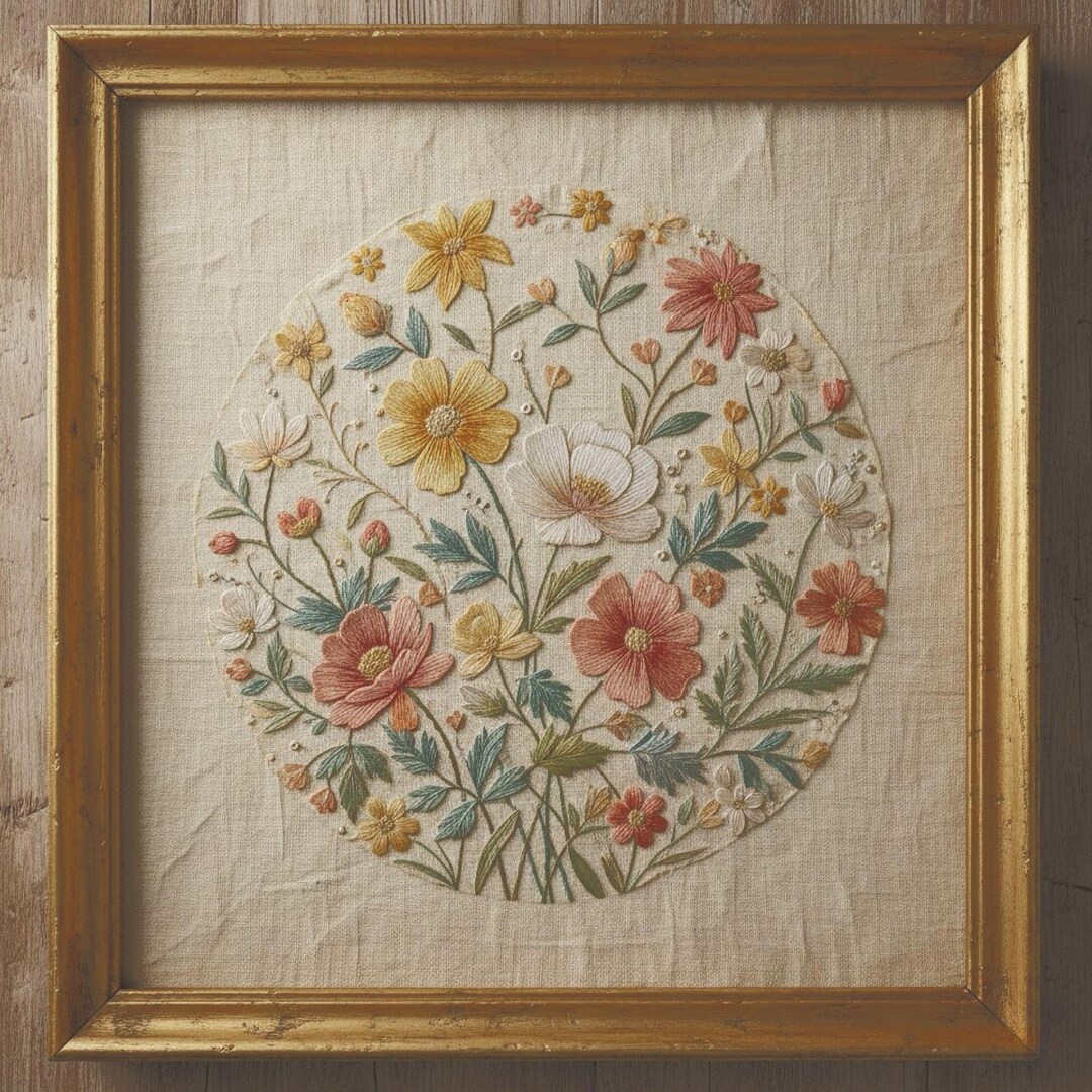 Vintage Floral Wreath Hand Embroidery Pattern, Botanical Hoop Art PDF ...