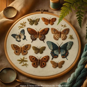 カマキリの刺繍パターン • モダンな花柄フープアート（PDFパターン