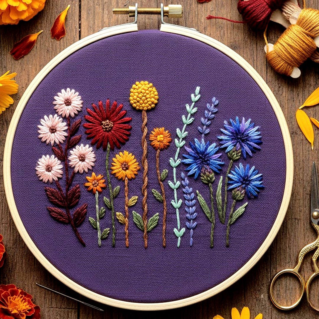 Wildflower Sampler Embroidery Pattern – Modern Botanical Hoop Art - Etsy