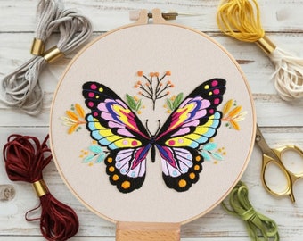 Butterfly Embroidery Kit,  Embroidery Kits for beginners, Cross stitch kits,DIY Crafts Kits ,Needlepoint Kits, Birthday Gift, Christmas gift