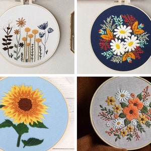 Embroidery Kit beginner, Beginner Embroidery kit, flowers embroidery kit cross stitch, DIY Embroidery Kit, needlepoint kit, DIY Craft kits