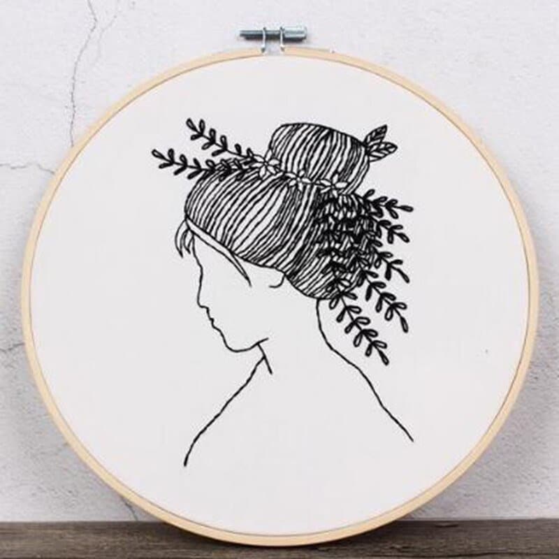 Black and White Embroidery Kit Embroidery Starter Kit Diy Etsy