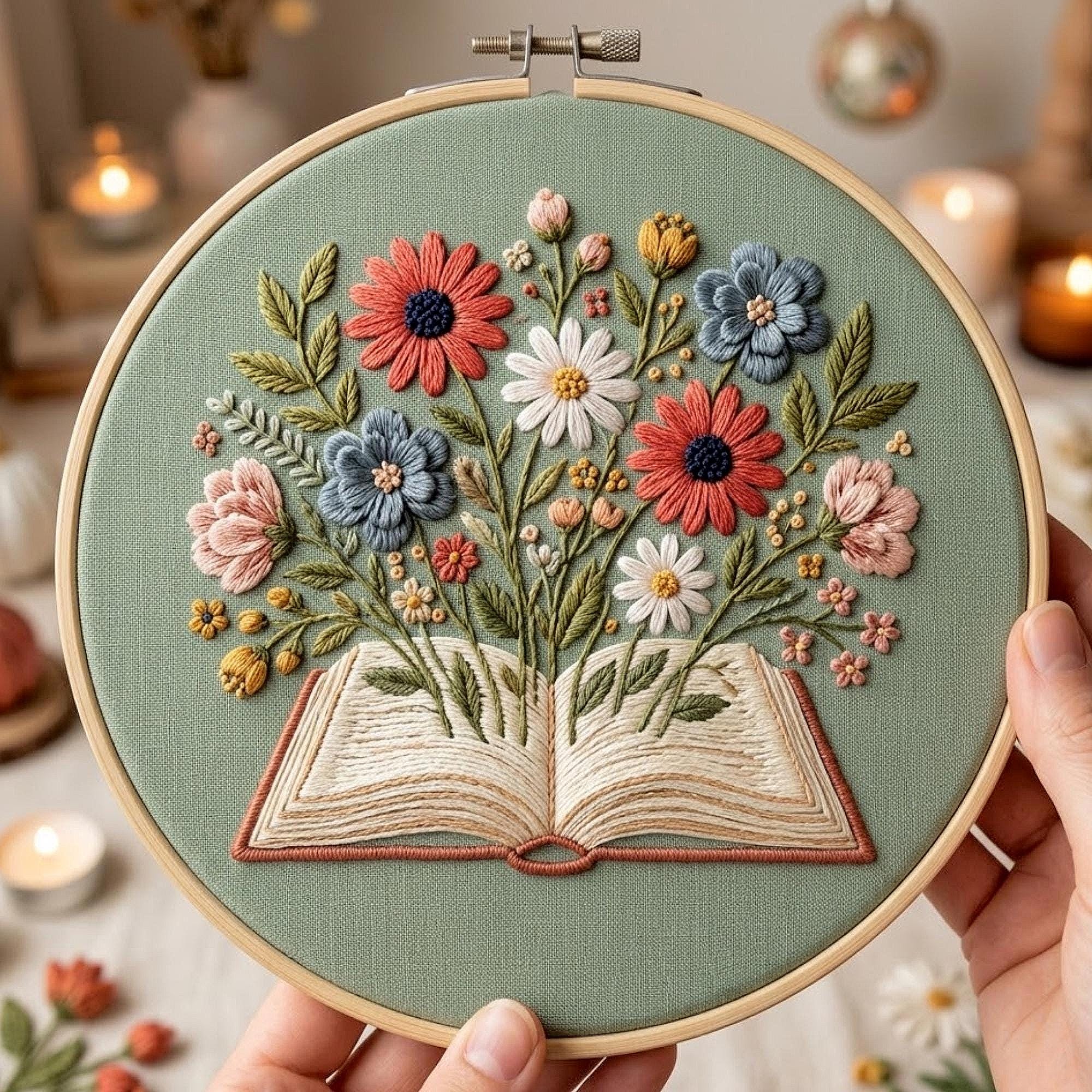 Floral Book Embroidery Pattern, Wildflower Botanical Hoop Art (digital ...