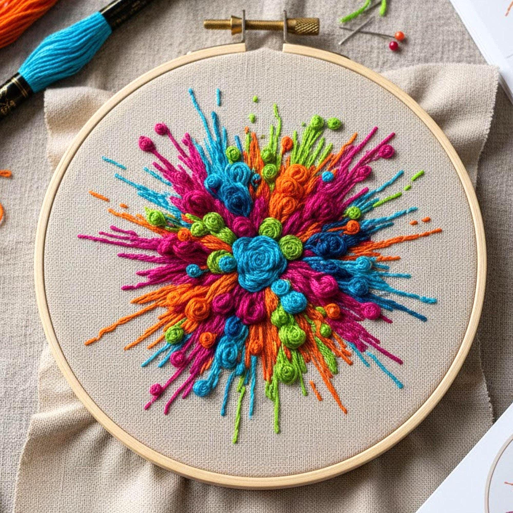 Abstract Burst Embroidery Pattern Modern Hoop Art Digital Download - Etsy