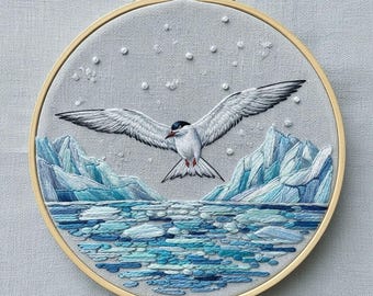 Arctic Tern Embroidery Pattern: Modern Bird Design, Beginner Hoop Art (PDF Download