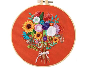 Embroidery kits for beginners, floral embroidery kit, flowers embroidery patterns, needlepoint kits, do it yourself, gift for women