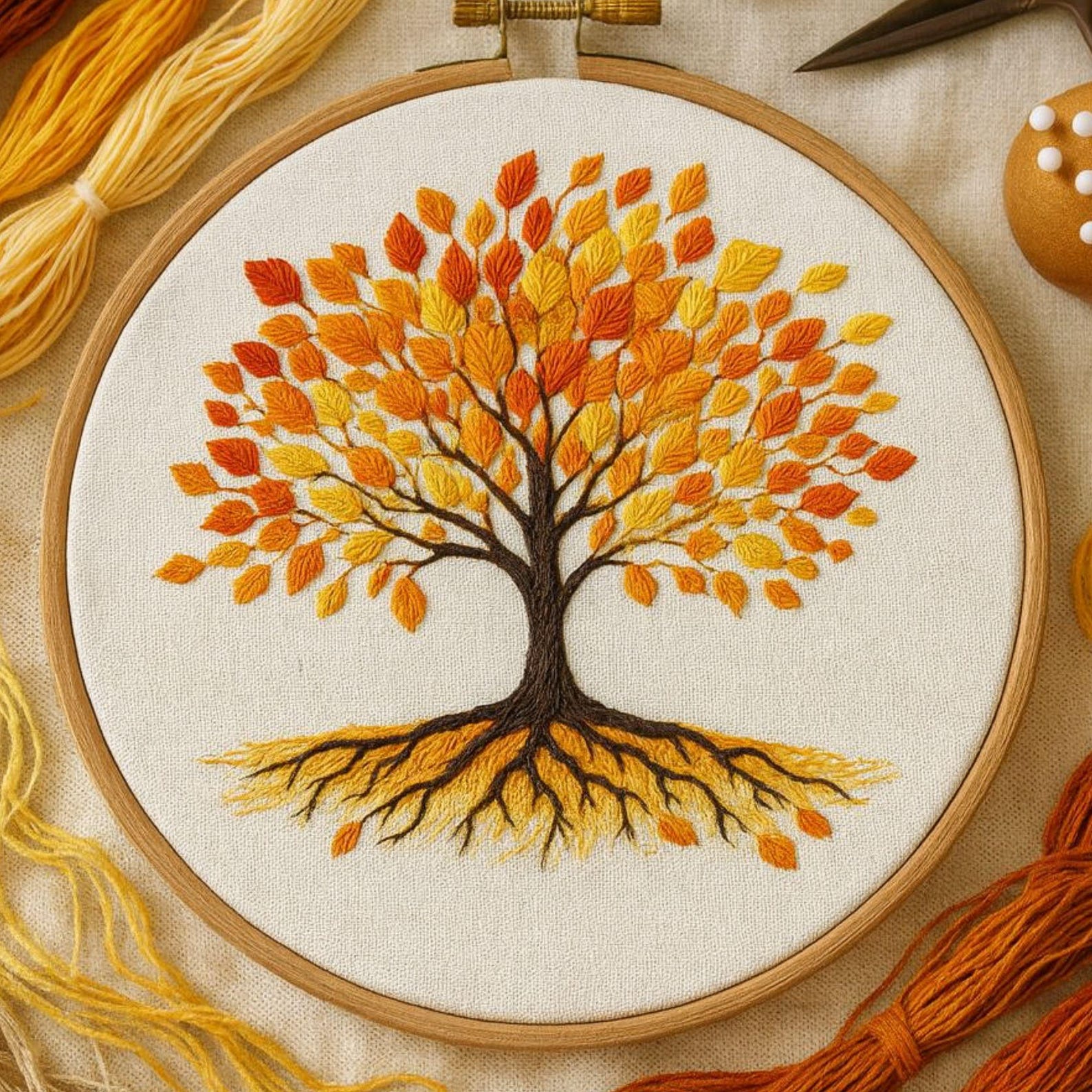 Autumn Tree Embroidery Pattern | Modern Floral Hoop Art (PDF Pattern ...