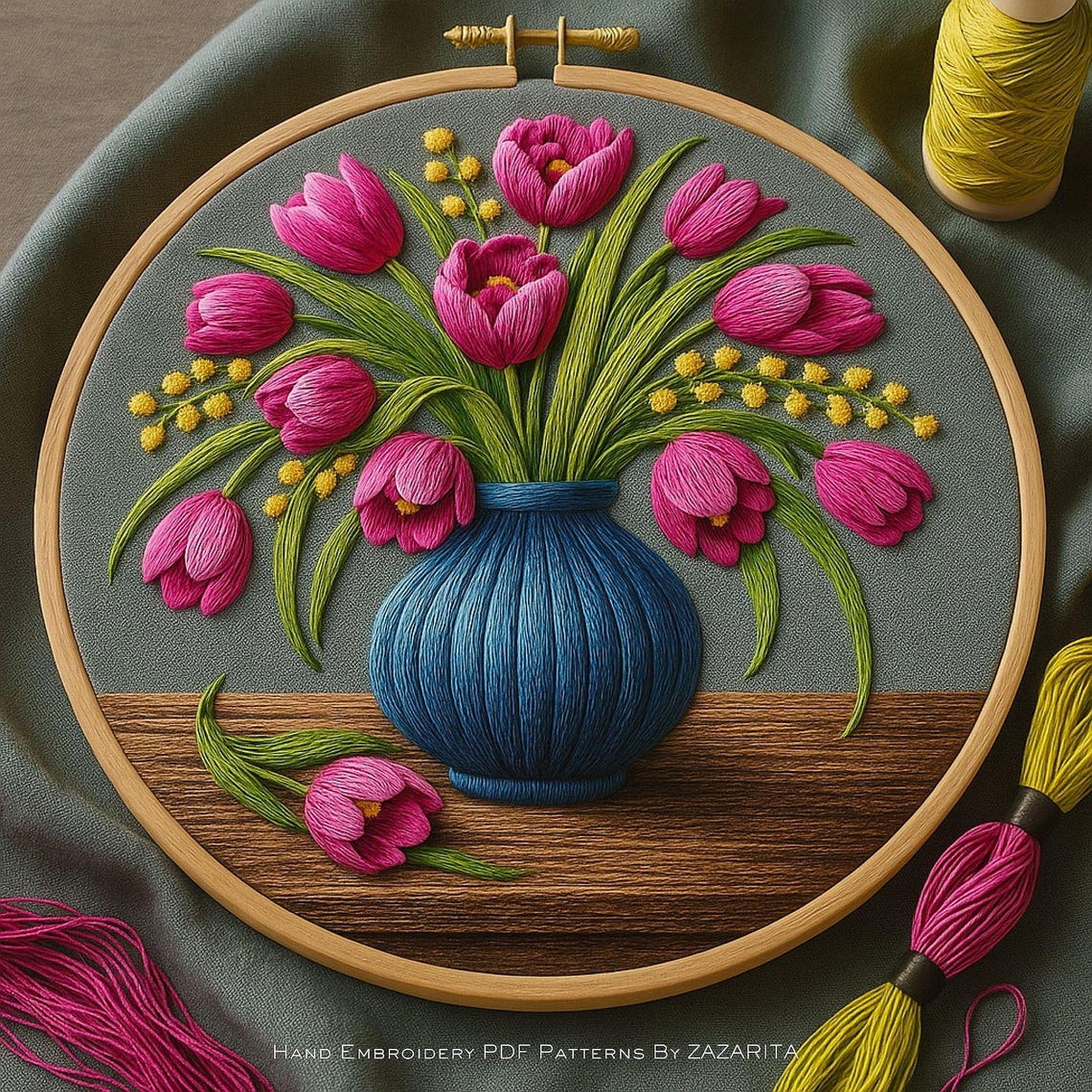 Tulip Bouquet Hand Embroidery Pattern: Modern Floral Hoop Art (PDF ...