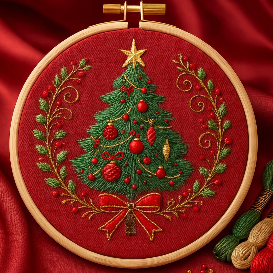 Christmas Tree Embroidery Pattern: Festive Holiday Hoop Art (PDF) - Etsy