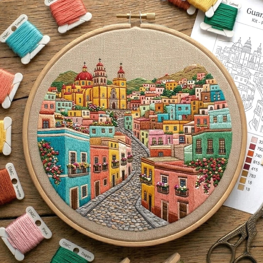 Gto Pattern Guanajuato Embroidery Pattern, Colorful Colonial Town Hoop Art (digital ...