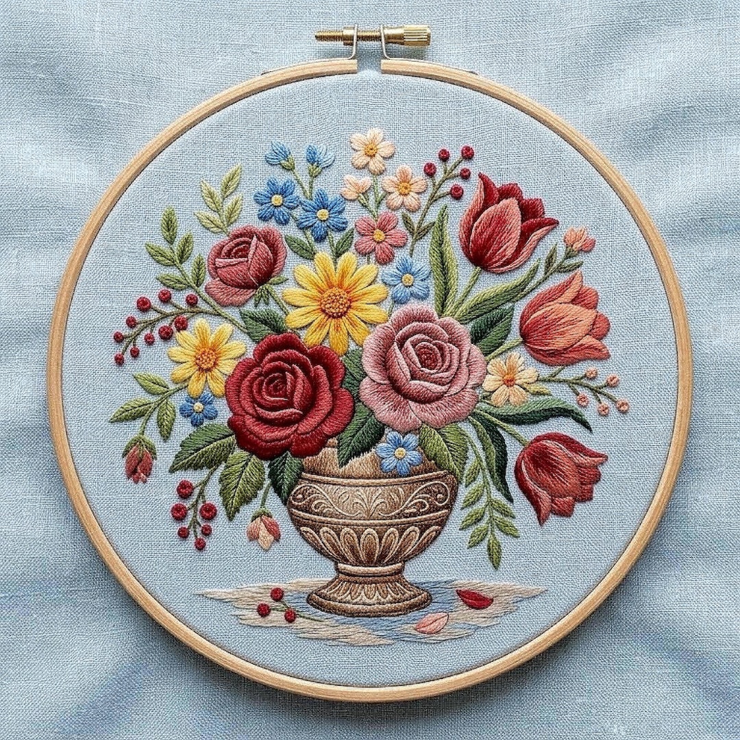 Floral Bouquet Hand Embroidery Pattern | Modern Hoop Art (PDF) - Etsy