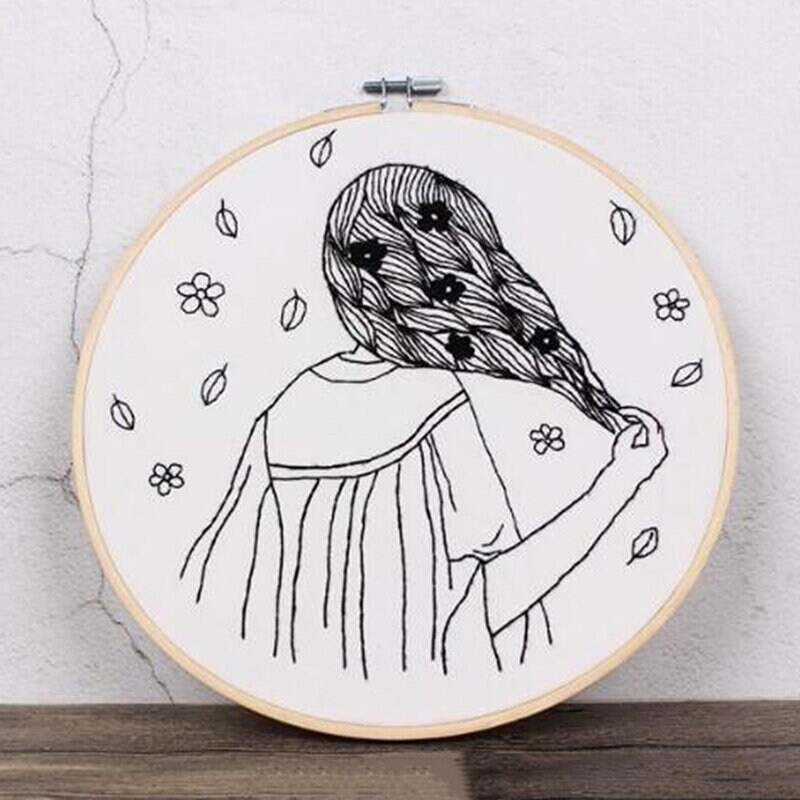 Black and White Embroidery Kit Embroidery Starter Kit Diy Etsy