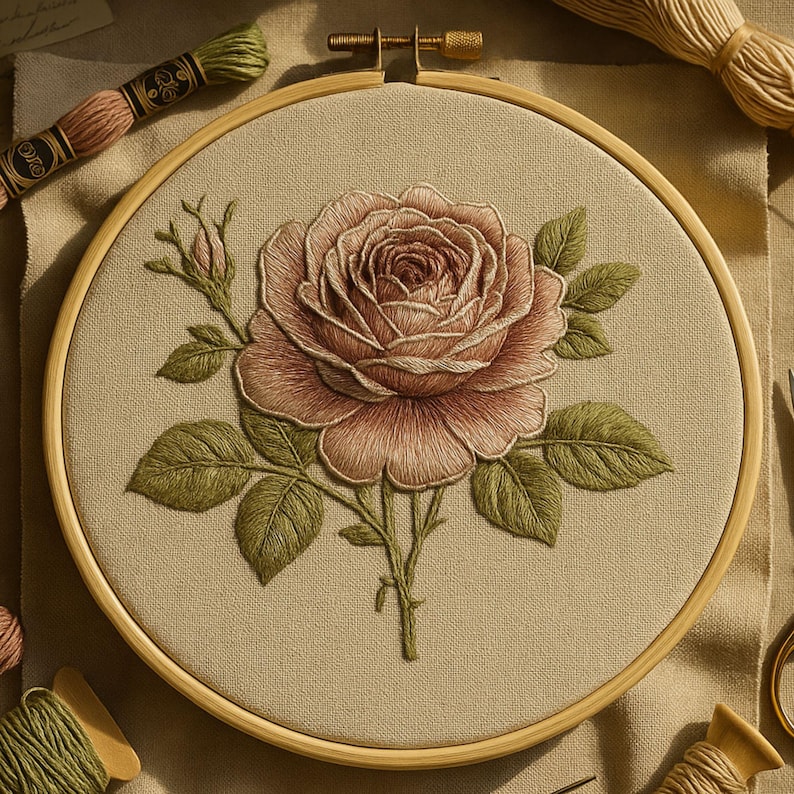 Vintage Rose Hand Embroidery Pattern • Beginner Floral Hoop Art (PDF ...