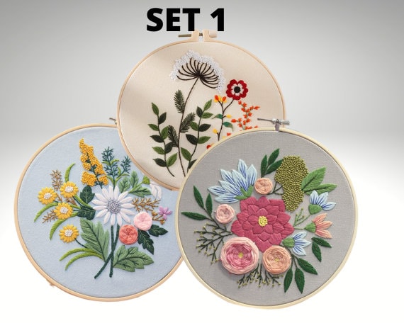 iThinksew - Patterns and More - 3 1/2 , 4 1/2 Mini Flower Set Embroidery  Kit