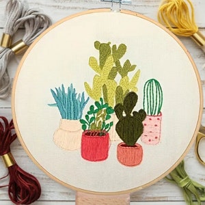 Embroidery Kits for beginners,Beginner Embroidery kit, Cactus Cross stitch patterns, beginner Embroidery pattern , DIY Kits,needlepoint kits