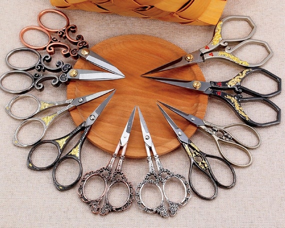 Antique Vintage Style Scissor Cutting Embroidery Flower Pattern Scissors Sewing Tool Tailor Scissors Household DIY Sewing Accessories (#1)