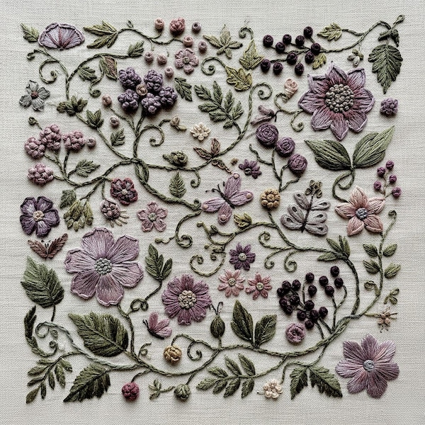 'Vintage Blumenmuster' Stickmuster - Handstickerei PDF