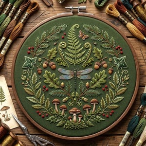 floral hand embroidery pattern , Nature Hoop Art (Instant Download)