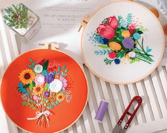 Beginner Embroidery kits ,flowers embroidery starter kit,colorful embroidery kit, new embroidery pattern, needlepoint kits, DIY craft kit