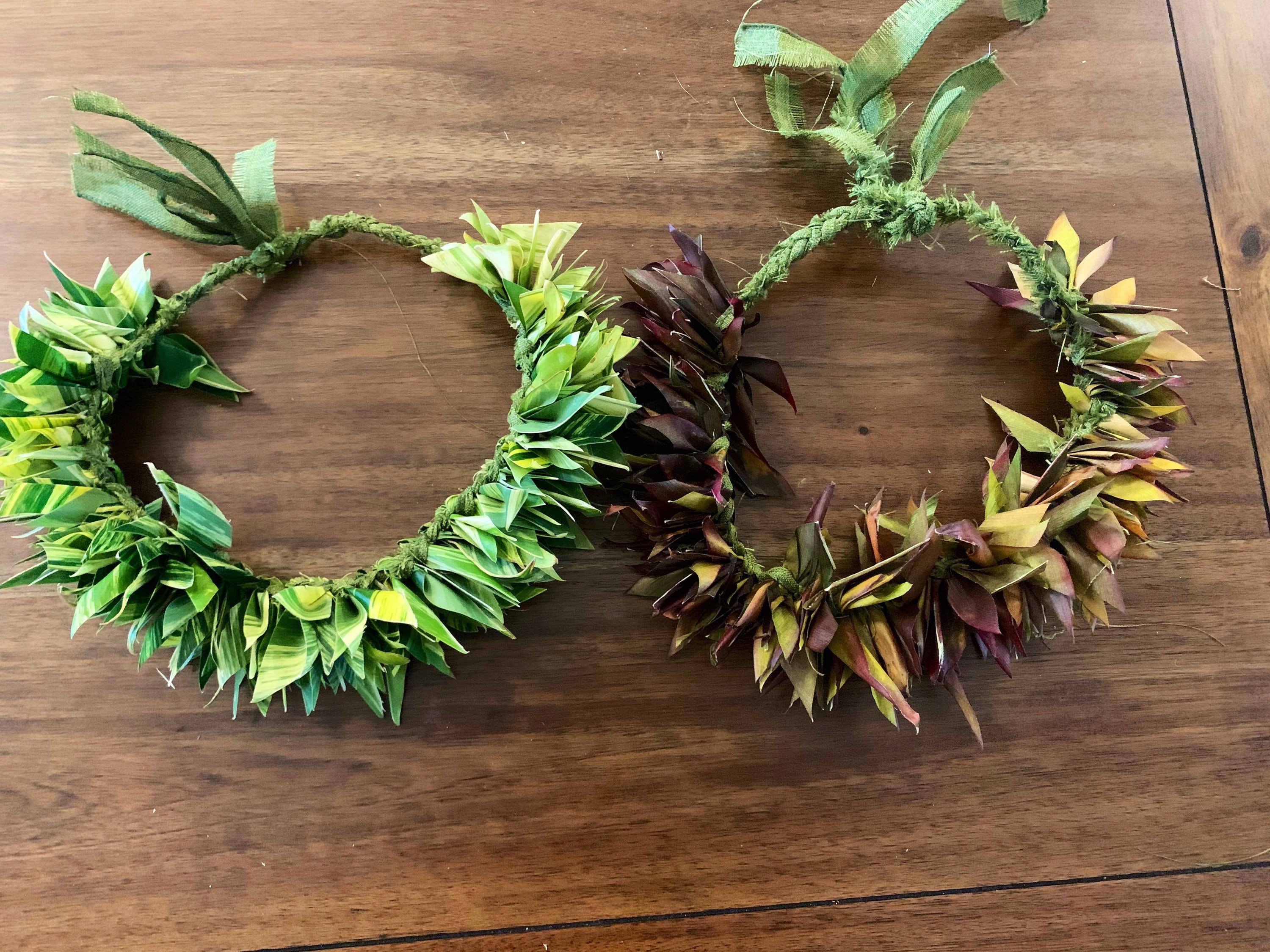 Lei Haku Poo Ti Leaf Ribbon Etsy