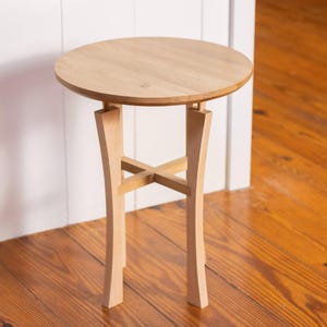 Massivholz runder Akzent Tisch | Japandi Minimalist Nachttisch, Eiche oder Ahorn Top