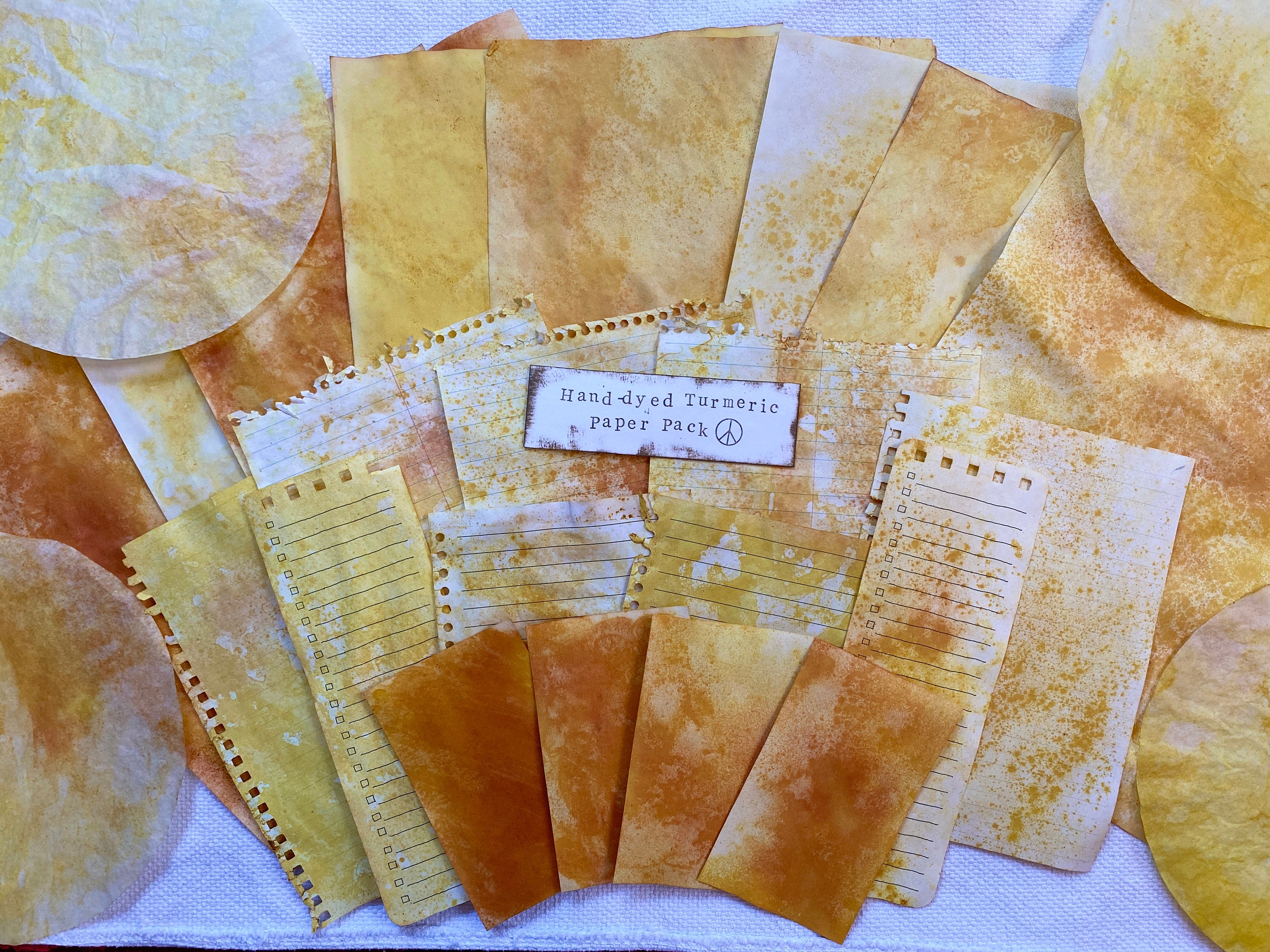 Turmeric HandDyed Paper Pack Yellow & Orange Etsy