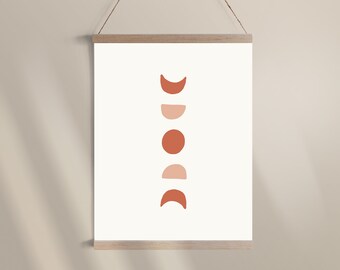 Moon Phases Art, Boho Wall Art, Minimalist Wall Art, Digital Printable, Modern Art, Instant Download Print, Earth tone Print
