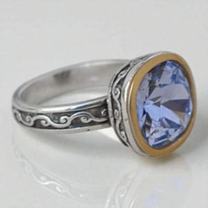 Brighton Venusian Lavender Blue Swarovski Crystal Gold & Silver Ring Size 8 image 3