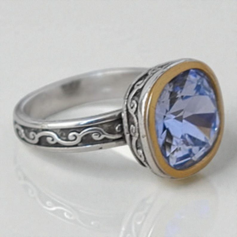 Brighton Venusian Lavender Blue Swarovski Crystal Gold & Silver Ring Size 8 image 3