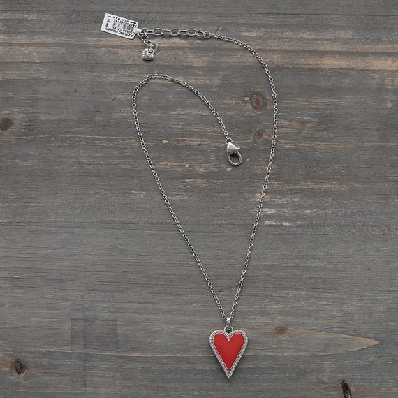 Brighton Dazzling Love Necklace Red Enamel Heart … - image 2
