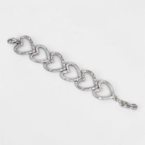 Brighton Open Hearts Retired Link Bracelet Etched Crystal Silver Plated image 4