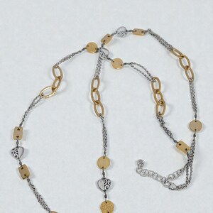 Brighton Look Of Love Long Chain Necklace Two Tone Gold Silver Art Deco Retired image 3