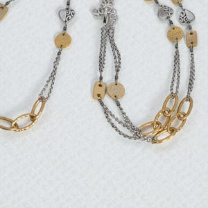 Brighton Look Of Love Long Chain Necklace Two Tone Gold Silver Art Deco Retired image 6