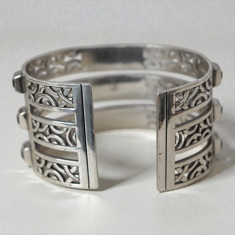 Brighton Bloc Haus Wide Cuff Bangle Bracelet Crystal Architectural 1.5 Inch image 4