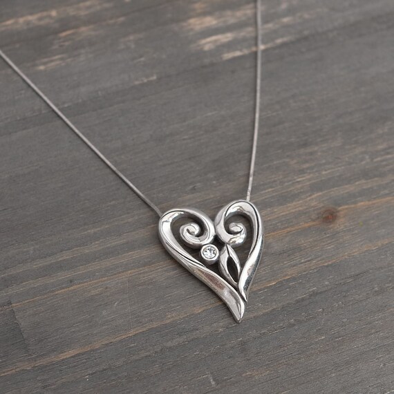 Brighton Heart Necklace Swirled Clear Crystal Silv