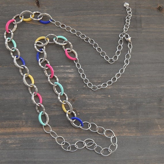 Brighton CARAMBA Long Chain Necklace Colorful Lin… - image 2