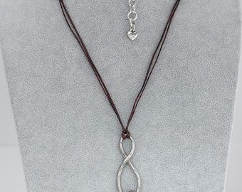 Brighton Art Soul Charm Necklace: Infinity Pendant, Brown Cord, Boho