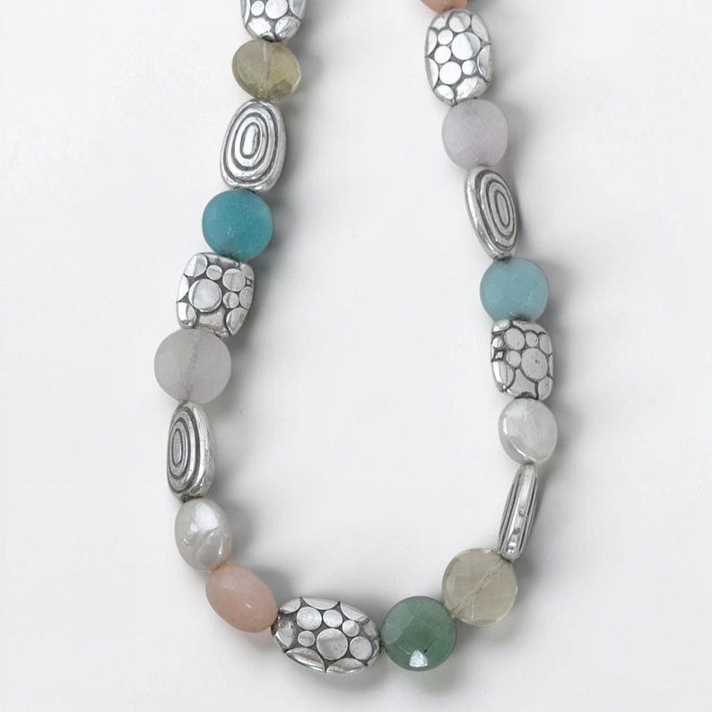 Brighton Gelato Pastel Pebble Perlen-Halskette Silber Spacers Multicolor im Ruhestand Bild 5