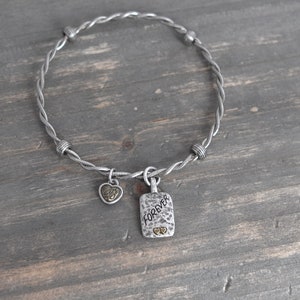 Brighton Art and Soul Daughter Mother Bangle Bracelet Twisted  Engraved Charm