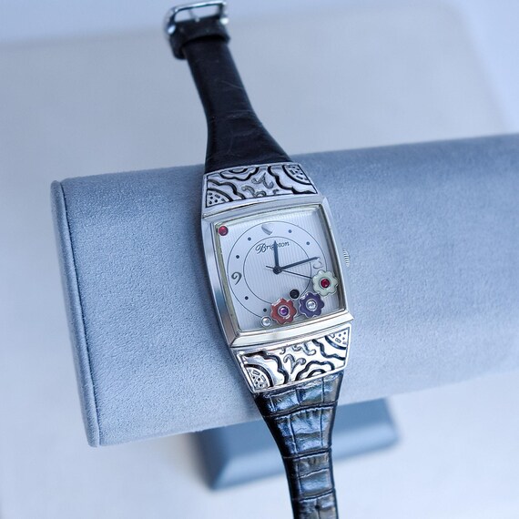 Vintage Brighton Vicenza Watch: Square Face, Floating Flower 