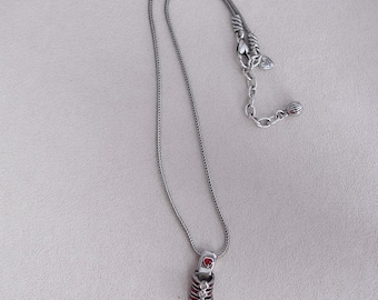Brighton Red Sandal Shoe Pendant Necklace Silver Plated Gemstone Retired 16-18" Whimsical Vintage Jewelry