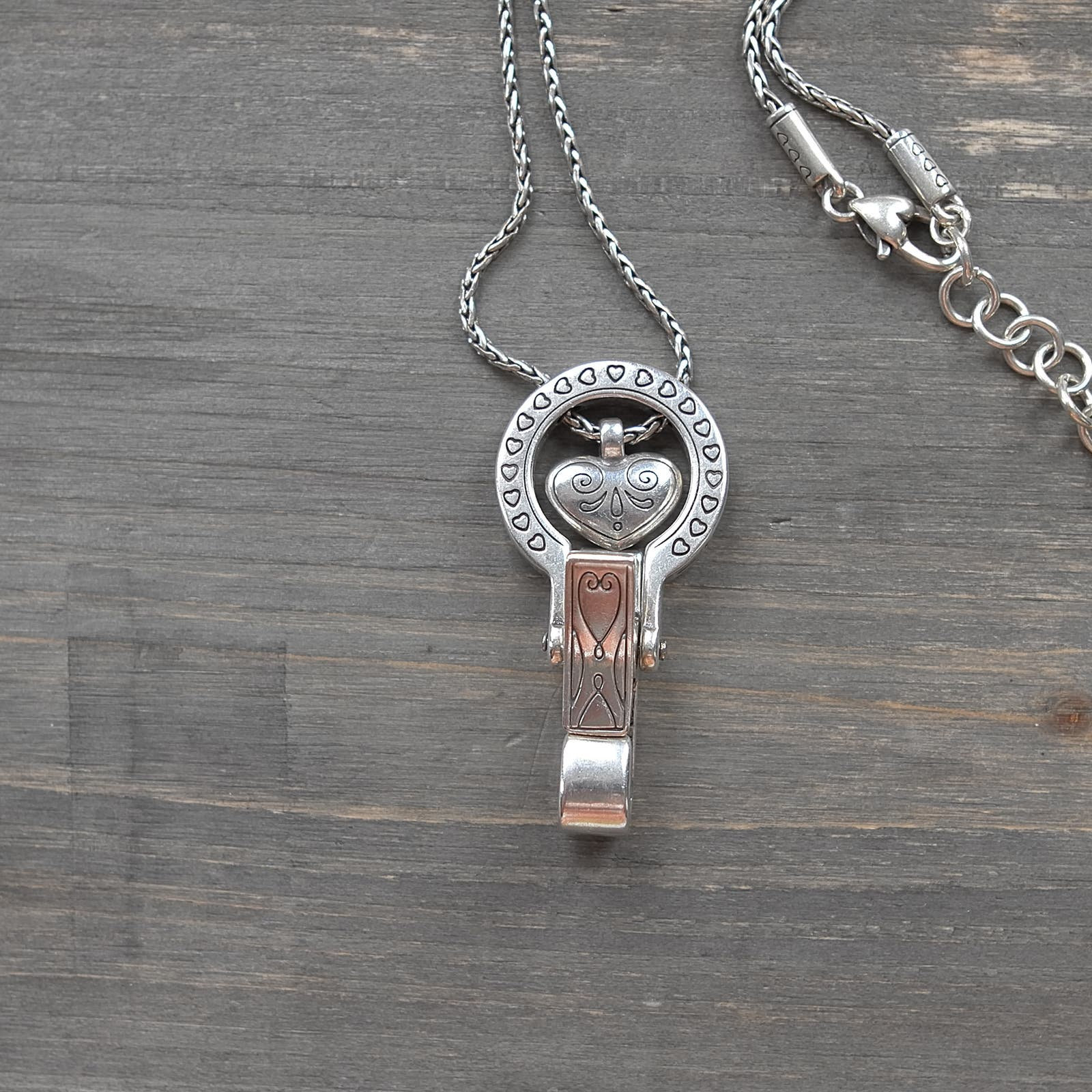 Brighton Lanyard Badge ID Holder Necklace Heart Clear Crystsl