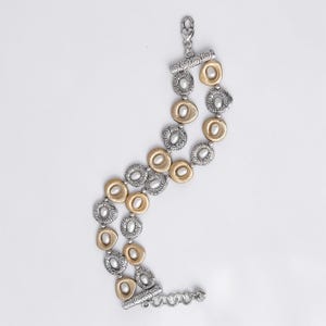 Brighton Satori Retired Two Tone Pearl Two Strand Bracelet Gold Silver Plated image 2