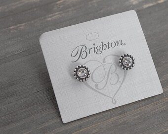 Brighton Twinkle Stud Earrings Mini Post Clear Crystal Granulated Petite